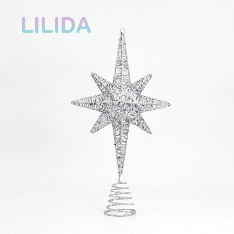 28 cm Kalėdų eglutės viršus Geležinės blizgančios žvaigždės Kalėdų eglutės papuošimai Namų dekoras Kalėdiniai kabantys papuošalai Navidad Naujieji 2023 m.