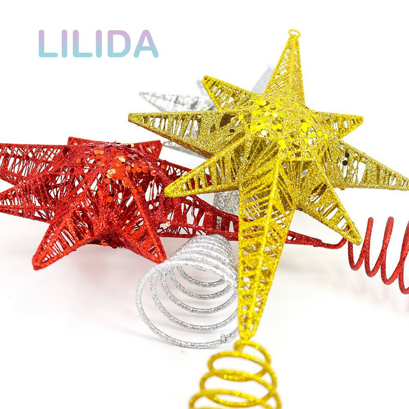 28 cm Kalėdų eglutės viršus Geležinės blizgančios žvaigždės Kalėdų eglutės papuošimai Namų dekoras Kalėdiniai kabantys papuošalai Navidad Naujieji 2023 m.