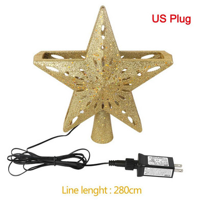 OurWarm 3D Glitter Star LED Topper pentru brad de Crăciun Proiector alb cu fulgi de zăpadă Ornament pentru brad de Crăciun cu laser pentru petrecerea de Anul Nou dec