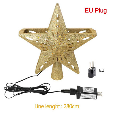 OurWarm 3D Glitter Star LED Topper pentru brad de Crăciun Proiector alb cu fulgi de zăpadă Ornament pentru brad de Crăciun cu laser pentru petrecerea de Anul Nou dec
