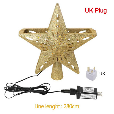 OurWarm 3D Glitter Star LED Topper pentru brad de Crăciun Proiector alb cu fulgi de zăpadă Ornament pentru brad de Crăciun cu laser pentru petrecerea de Anul Nou dec