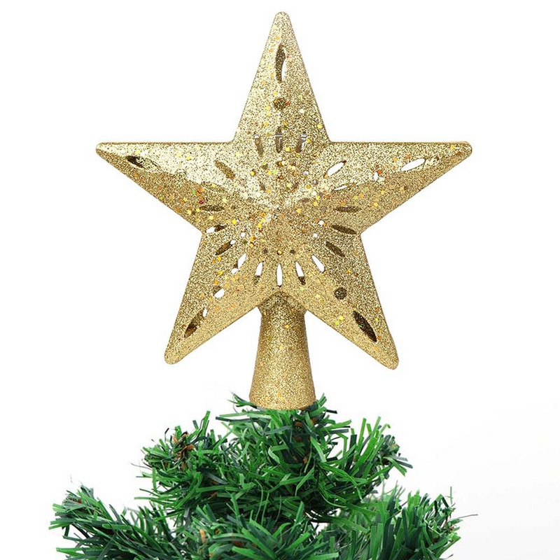 OurWarm 3D Glitter Star LED Topper pentru brad de Crăciun Proiector alb cu fulgi de zăpadă Ornament pentru brad de Crăciun cu laser pentru petrecerea de Anul Nou dec