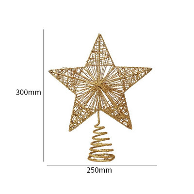 Brad de Crăciun cu sclipici auriu Decor stele de sus Decoruri pentagrame pentru casă Ornamente pentru brad de Crăciun Anul Nou 2023 Natal Noel