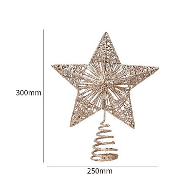 Brad de Crăciun cu sclipici auriu Decor stele de sus Decoruri pentagrame pentru casă Ornamente pentru brad de Crăciun Anul Nou 2023 Natal Noel