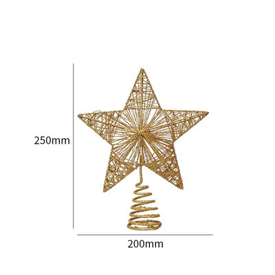 Brad de Crăciun cu sclipici auriu Decor stele de sus Decoruri pentagrame pentru casă Ornamente pentru brad de Crăciun Anul Nou 2023 Natal Noel