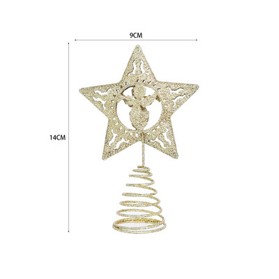 Brad de Crăciun cu sclipici auriu Decor stele de sus Decoruri pentagrame pentru casă Ornamente pentru brad de Crăciun Anul Nou 2023 Natal Noel