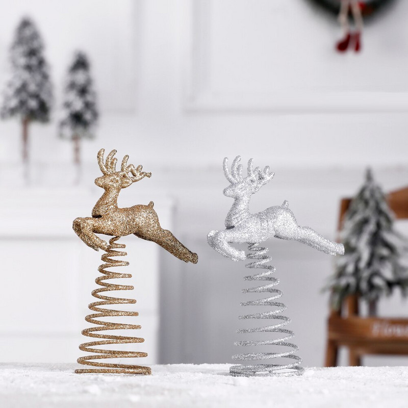 Brad de Crăciun cu sclipici auriu Decor stele de sus Decoruri pentagrame pentru casă Ornamente pentru brad de Crăciun Anul Nou 2023 Natal Noel