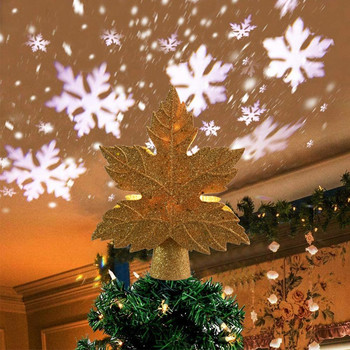 2020 Нови движещи се светлини със снежинки Led Tree Top Star Прожекционна лампа Тип листа Снежна буря Коледна елха Горна лампа