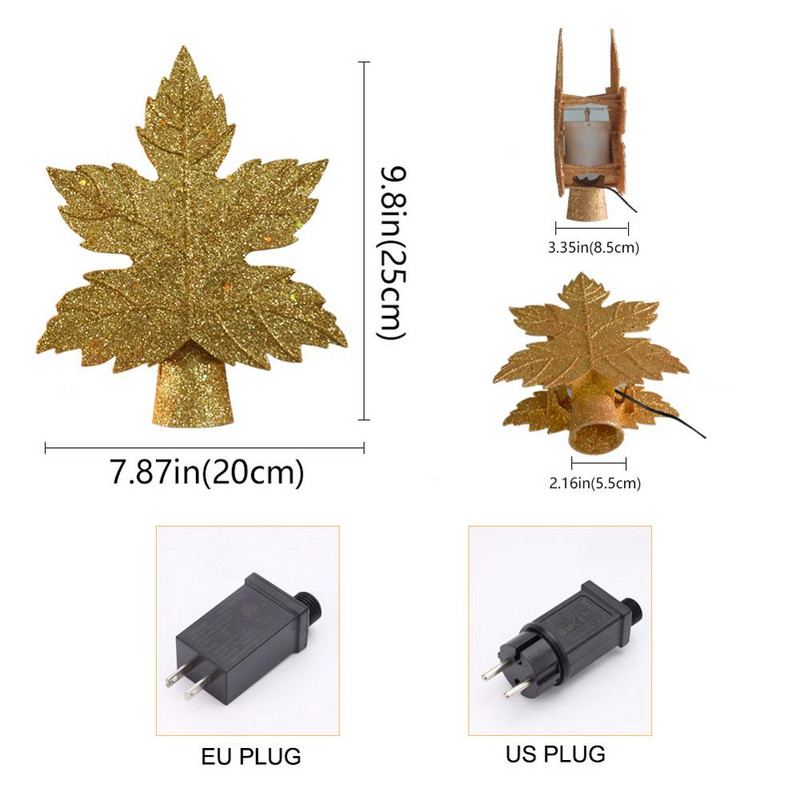 2020, lumini cu fulgi de zăpadă în mișcare, lampă de proiecție cu stele din partea de sus a copacului, tip frunză, lampă de sus pentru brad de Crăciun.