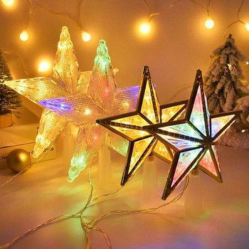 Коледна елха Топ Звезда LED нощна лампа петолъчна лампа за коледно парти Сватбена празнична декорация Външни приказни светлини Гирлянда