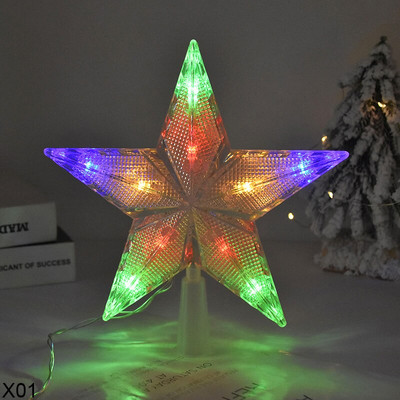 Zvijezda na vrhu božićnog drvca LED noćna svjetiljka Petokraka svjetiljka za božićnu zabavu Vjenčanje Blagdanska dekoracija Vanjska bajkovita svjetla Girlanda