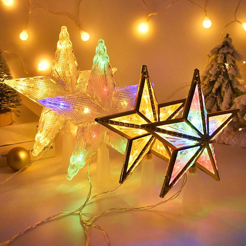 Zvijezda na vrhu božićnog drvca LED noćna svjetiljka Petokraka svjetiljka za božićnu zabavu Vjenčanje Blagdanska dekoracija Vanjska bajkovita svjetla Girlanda