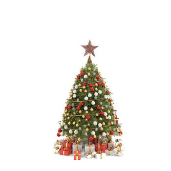 Изящен железен художествен орнамент Красива коледна елха LED звезда Орнаменти за дърво Домашни занаяти Коледа Петточкова звезда Консумативи за парти