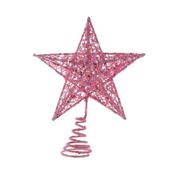 Изящен железен художествен орнамент Красива коледна елха LED звезда Орнаменти за дърво Домашни занаяти Коледа Петточкова звезда Консумативи за парти