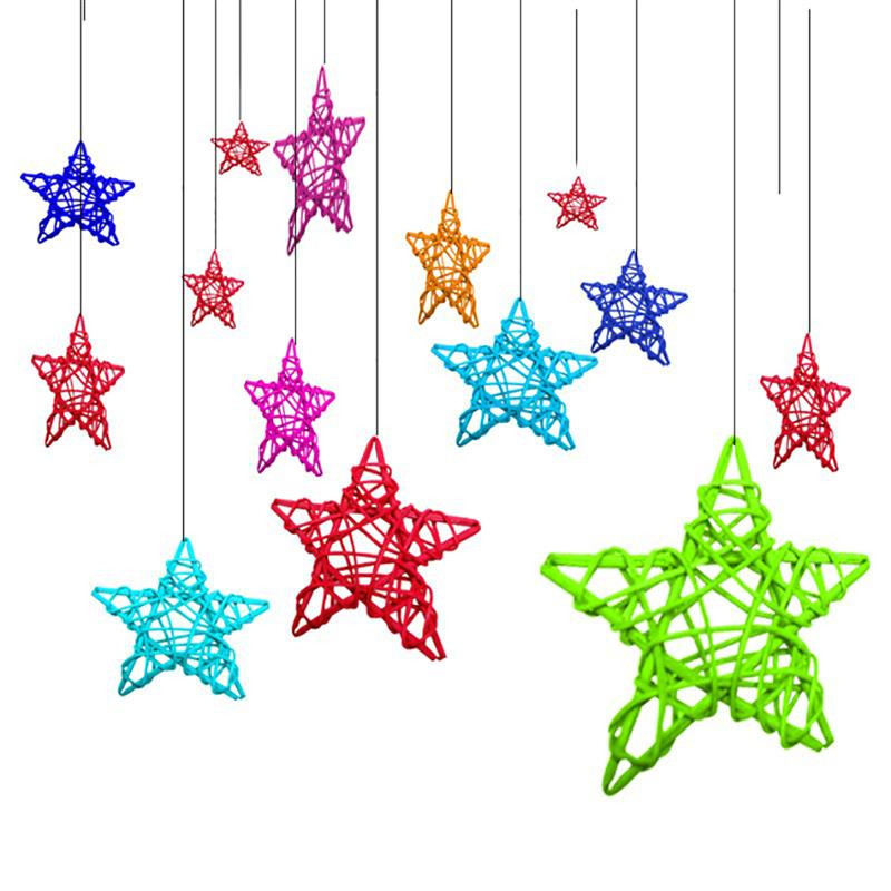 5kom/komplet Božićno drvce Zvjezdice od ratana Viseće dekoracije Kreativni set ukrasa od ratana za božićnu zabavu DIY dodaci za uređenje doma