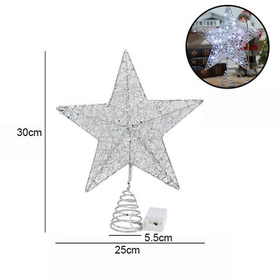 Nova zvijezda na vrhu drvca za 2022. sa svjetlom Ukras u obliku zvijezde petokrake LED Ukras na vrhu božićnog drvca Rasvjetni rekviziti Božićni kućni dekor