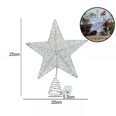Nova zvijezda na vrhu drvca za 2022. sa svjetlom Ukras u obliku zvijezde petokrake LED Ukras na vrhu božićnog drvca Rasvjetni rekviziti Božićni kućni dekor