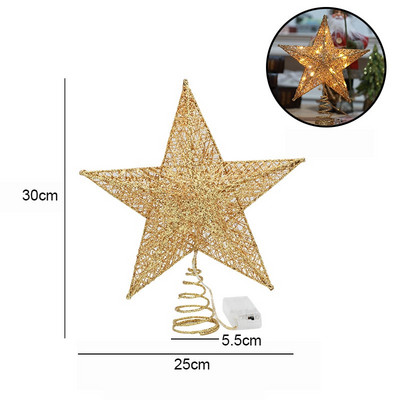 Nova zvijezda na vrhu drvca za 2022. sa svjetlom Ukras u obliku zvijezde petokrake LED Ukras na vrhu božićnog drvca Rasvjetni rekviziti Božićni kućni dekor