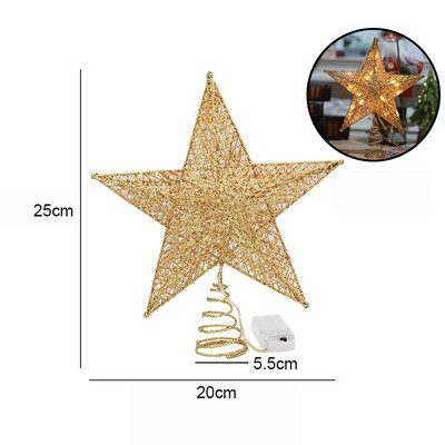 Nova zvijezda na vrhu drvca za 2022. sa svjetlom Ukras u obliku zvijezde petokrake LED Ukras na vrhu božićnog drvca Rasvjetni rekviziti Božićni kućni dekor