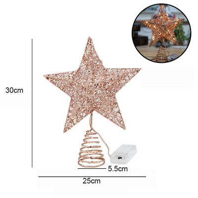 Nova zvijezda na vrhu drvca za 2022. sa svjetlom Ukras u obliku zvijezde petokrake LED Ukras na vrhu božićnog drvca Rasvjetni rekviziti Božićni kućni dekor