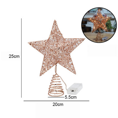 Nova zvijezda na vrhu drvca za 2022. sa svjetlom Ukras u obliku zvijezde petokrake LED Ukras na vrhu božićnog drvca Rasvjetni rekviziti Božićni kućni dekor