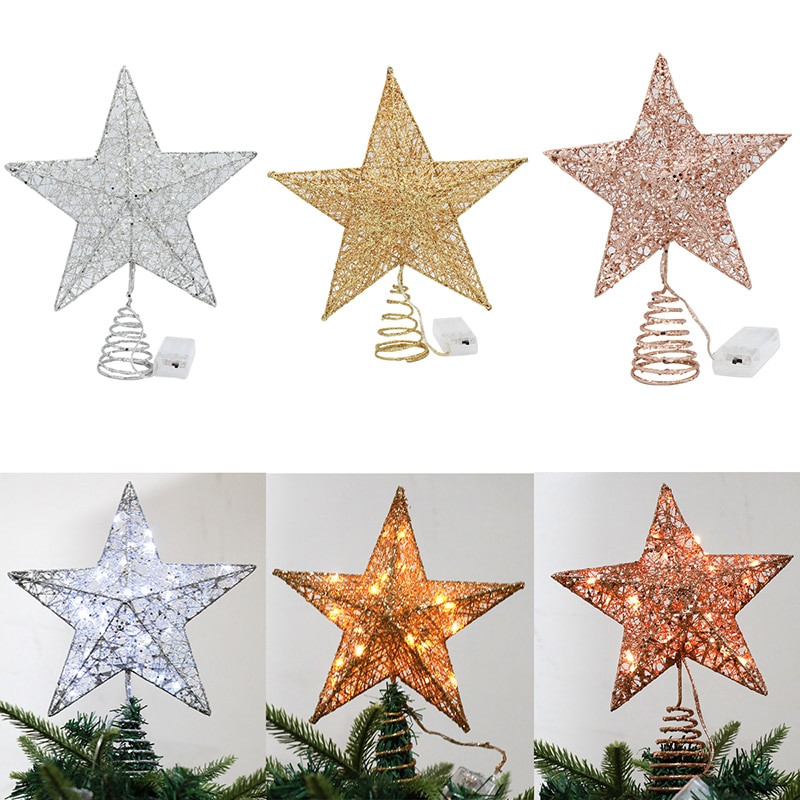 Nova zvijezda na vrhu drvca za 2022. sa svjetlom Ukras u obliku zvijezde petokrake LED Ukras na vrhu božićnog drvca Rasvjetni rekviziti Božićni kućni dekor