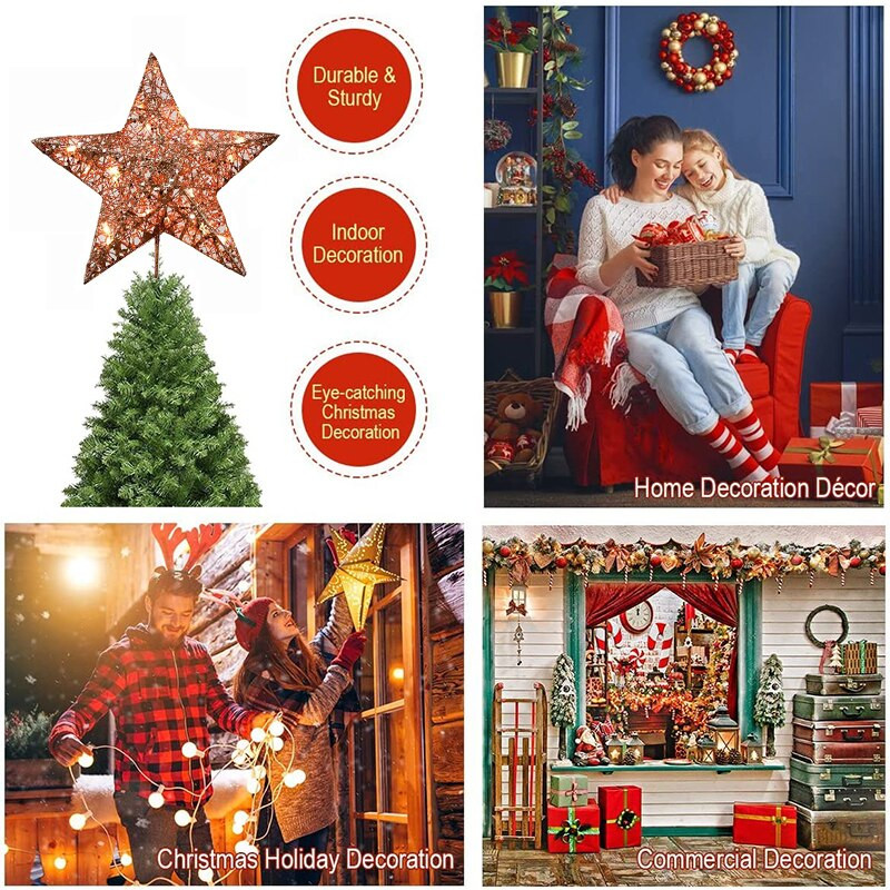 Nova zvijezda na vrhu drvca za 2022. sa svjetlom Ukras u obliku zvijezde petokrake LED Ukras na vrhu božićnog drvca Rasvjetni rekviziti Božićni kućni dekor