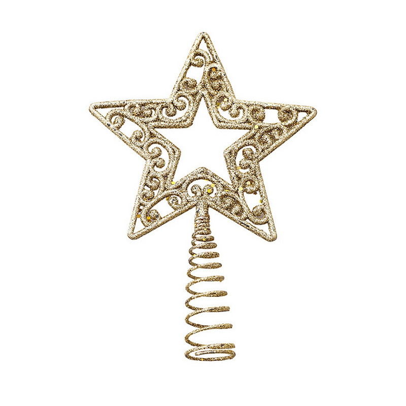 Karštas išpardavimas Kalėdų eglutės viršutinė žvaigždė plastikinė auksinė svogūna rožinė puošni eglutė Kalėdų eglutės žvaigždės Kalėdų papuošimai namams Noel