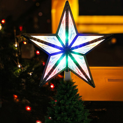 Pentagrami jõulupuu ladvavalgustid patareitoitel tähed RGB LED öövalgusti jõulupuu ladvaga ehis kodupeo kaunistus