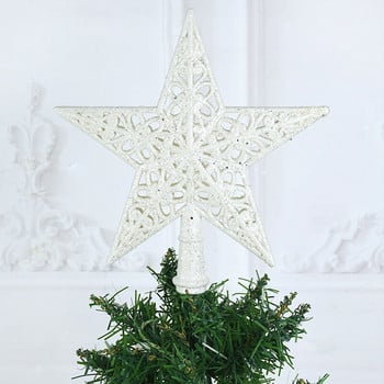 1бр Коледна елха Звезда Издълбан връх Коледна елха Блестяща звезда Блестяща коледна елха Коледна украса
