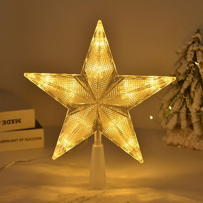 Zvjezdica na vrhu božićnog drvca Svjetleća LED svjetiljka s pentagramom za ukrase božićnog drvca Navidad Novogodišnji dar Ornament za kućni festival