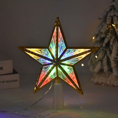 Zvjezdica na vrhu božićnog drvca Svjetleća LED svjetiljka s pentagramom za ukrase božićnog drvca Navidad Novogodišnji dar Ornament za kućni festival