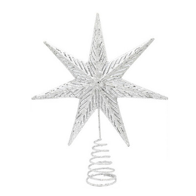 Heptagon Star Glitter jõulukuuse ülaosa jõulukaunistus jõulupuupuhkuse jaoks, talvine kodupeo ornament B03E