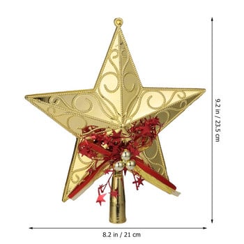 Pentagram Tree Topper Искрящо дърво Topper Празнични елхи Toppers Коледна звезда Topper Блестяща коледна елха Topper