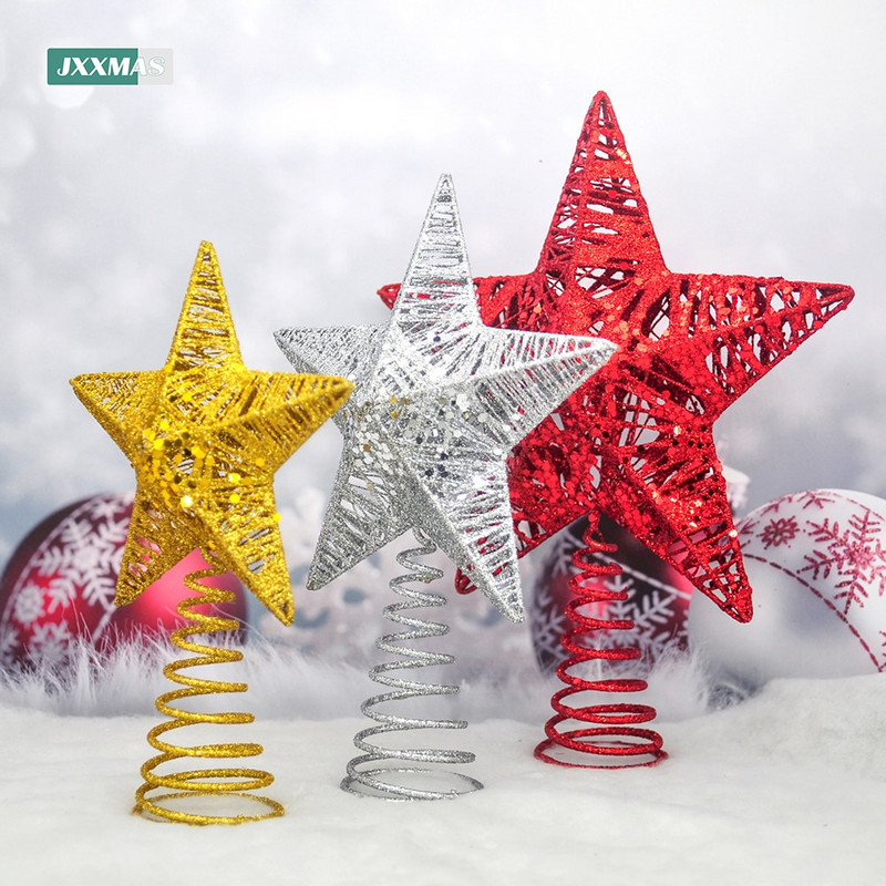 Išpardavimas Mirksintis Kalėdų eglutės viršus Geležinės žvaigždės Kalėdų puošmena Namai Kalėdų eglutės papuošalai Navidad Naujieji Metai Natal Noel