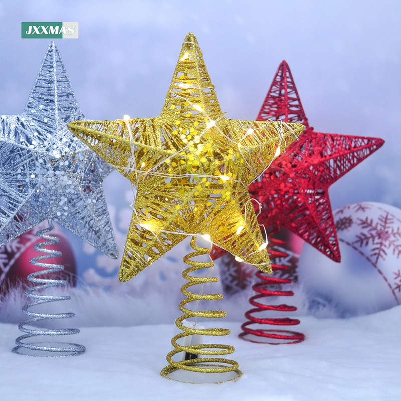 Išpardavimas Mirksintis Kalėdų eglutės viršus Geležinės žvaigždės Kalėdų puošmena Namai Kalėdų eglutės papuošalai Navidad Naujieji Metai Natal Noel