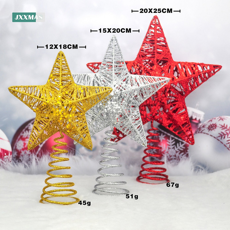 Išpardavimas Mirksintis Kalėdų eglutės viršus Geležinės žvaigždės Kalėdų puošmena Namai Kalėdų eglutės papuošalai Navidad Naujieji Metai Natal Noel