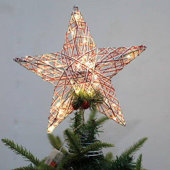 Μεγάλη αντοχή στη σκουριά Glowing Treetop Star Holiday Photography Prop Iron Glowing Tree Top Star for Home