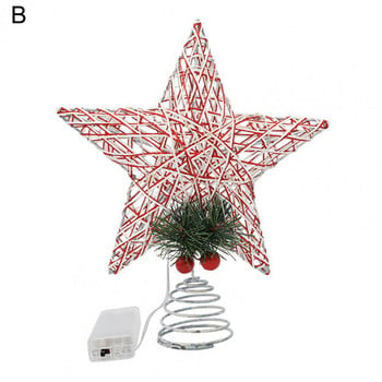 Μεγάλη αντοχή στη σκουριά Glowing Treetop Star Holiday Photography Prop Iron Glowing Tree Top Star for Home