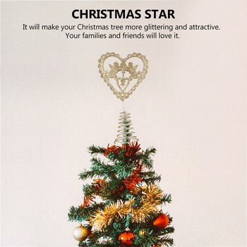 Tree Topper Star Christmas Glitter Heart Treetop Купидон Празнична украса Декорации Златен метален железен орнамент Glitteredhanging