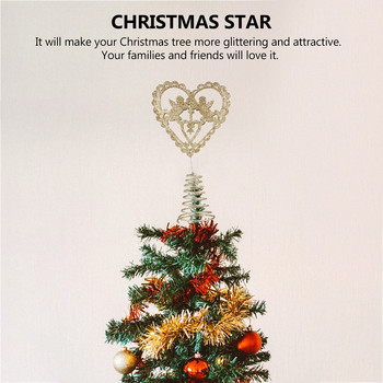 Tree Topper Star Χριστουγεννιάτικο Glitter Καρδιά Treetop Έρως Γιορτινή διακόσμηση Χρυσό μεταλλικό σιδερένιο στολίδι Glitteredhanging