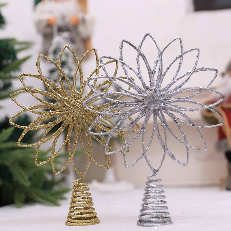 Topper din fier cu petale pentru brad de Crăciun nu ușor de deformat Topper atractiv pentru decorarea casei în interiorul șemineului
