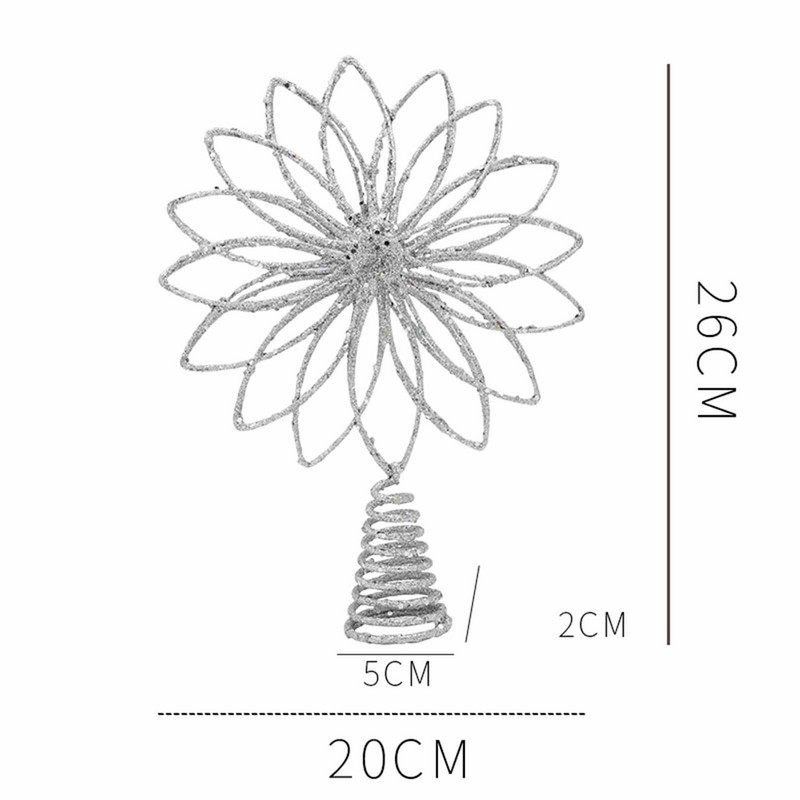 Topper din fier cu petale pentru brad de Crăciun nu ușor de deformat Topper atractiv pentru decorarea casei în interiorul șemineului