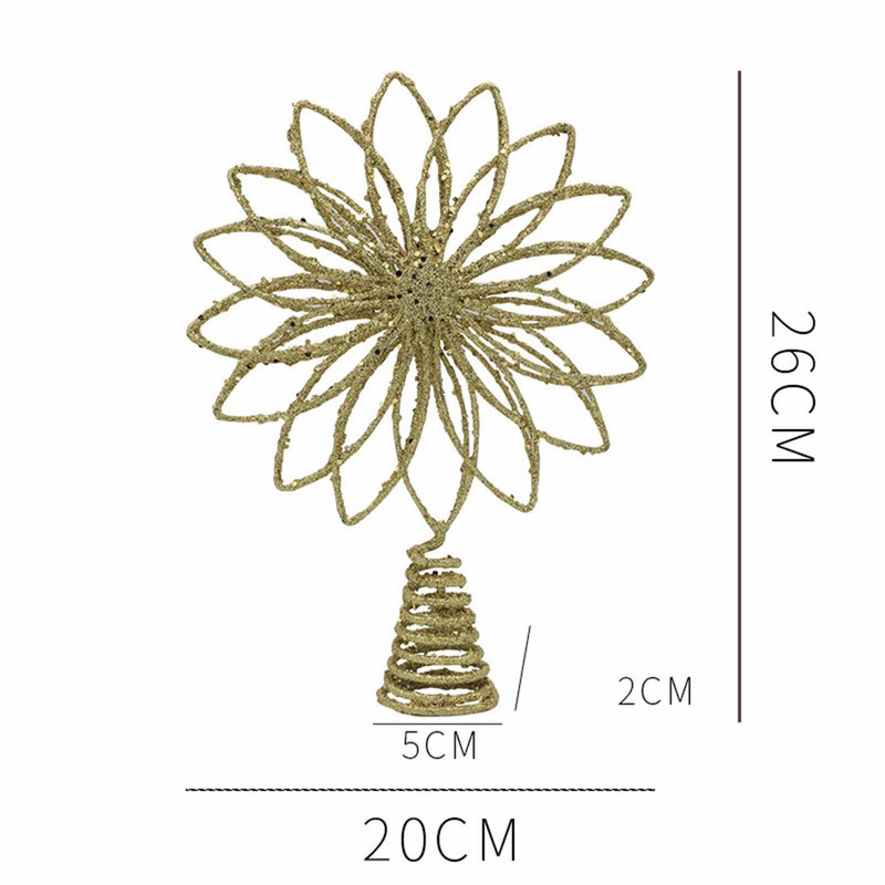 Topper din fier cu petale pentru brad de Crăciun nu ușor de deformat Topper atractiv pentru decorarea casei în interiorul șemineului