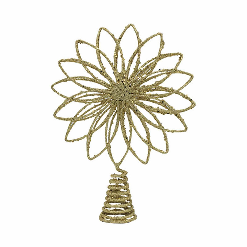 Topper din fier cu petale pentru brad de Crăciun nu ușor de deformat Topper atractiv pentru decorarea casei în interiorul șemineului