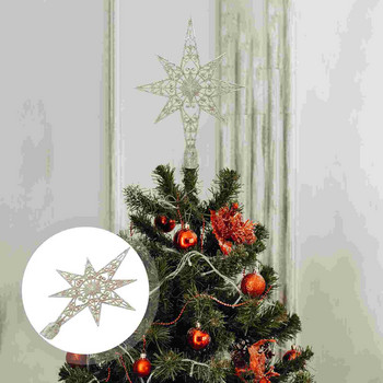 Tree Star Christmas Topperdecoration Treetop Decor Ornament Home Vintage Glitterpentagram Point Silver Holiday Diy Sparkling