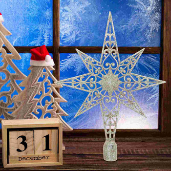 Tree Star Christmas Topperdecoration Treetop Decor Ornament Home Vintage Glitterpentagram Point Silver Holiday Diy Sparkling