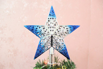 Χριστουγεννιάτικο δέντρο Top Sparkle Stars Hang Χριστουγεννιάτικη διακόσμηση Στολίδι Topper Χριστουγεννιάτικο δέντρο Decor Supplies Gift Navided L5