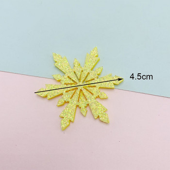 10 τμχ 4,5 εκ. Γυαλιστερές απλικέ σε σχήμα νιφάδας χιονιού λάμψη για χριστουγεννιάτικο ντεκόρ με κλιπ κεφαλής DIY