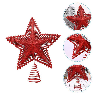 Decorații pentru copaci de vacanță Podoaba cu stea pentru copac de Crăciun Decor pentru copac din metal Ornamente pentru brad de Crăciun Decor pentru copac cu stea roșie